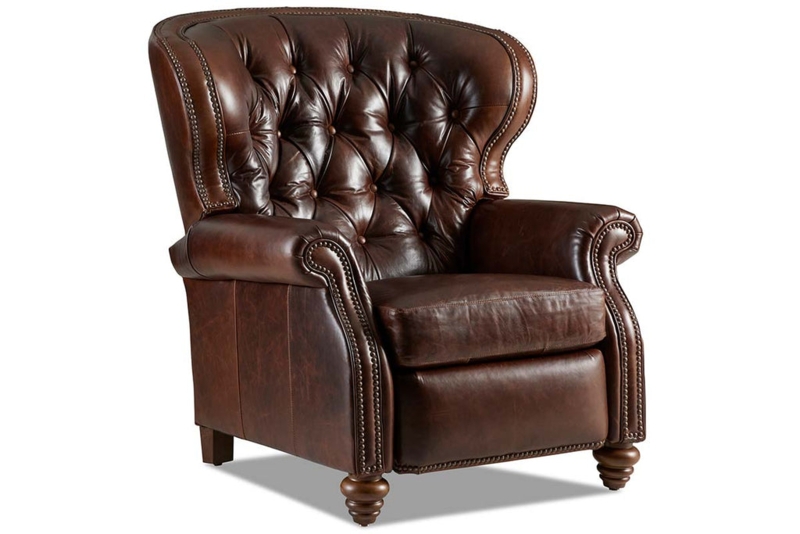 Wingback Recliner: Oversized Espresso Leather-Like Traditional Style
