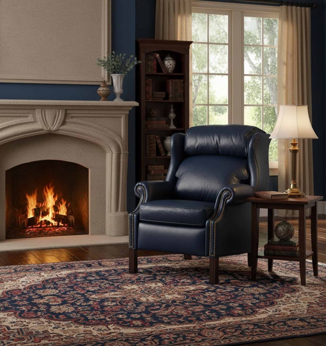 Wingback Recliner Traditional Leather Chippendale Legs Nailhead