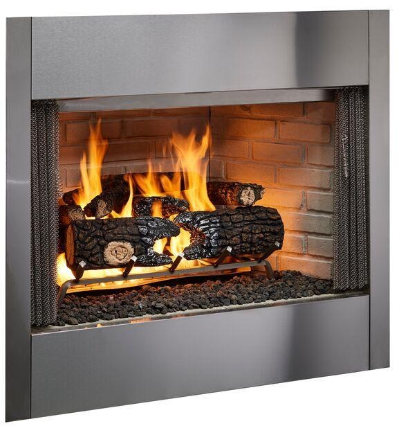 Wood Burning Fireplace with Wide Brushed Surround and Brick Liner