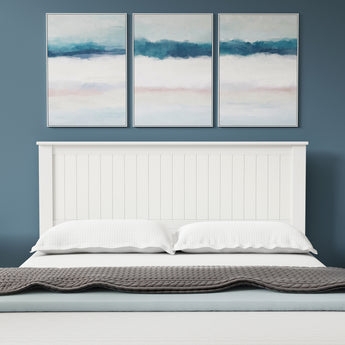 Wood Headboard with Vertical Wainscot Paneling