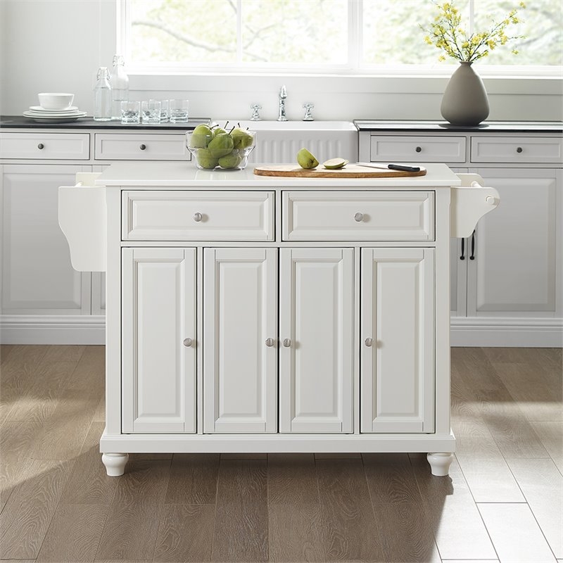 Wood Kitchen Island With Raised Panels And Bun Feet