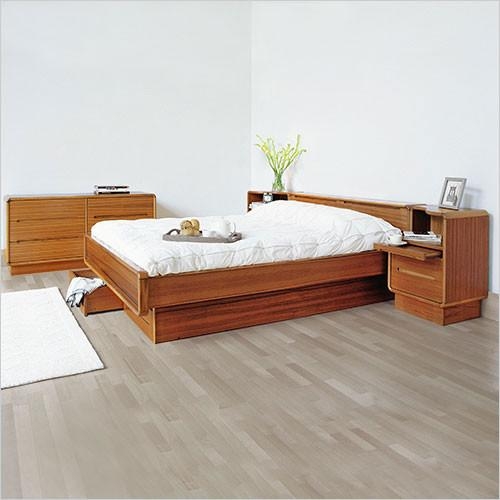 Wood Queen Bed Integrated Nightstands Shelving
