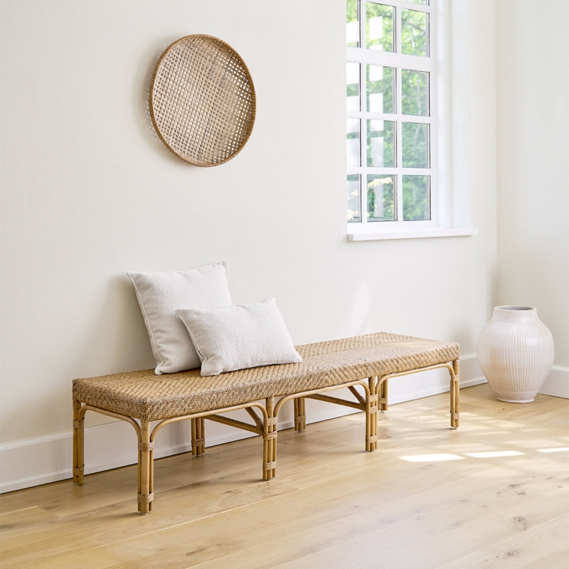 Woven Bench Arched Bracing Extra Long Profile Natural 3 Seater