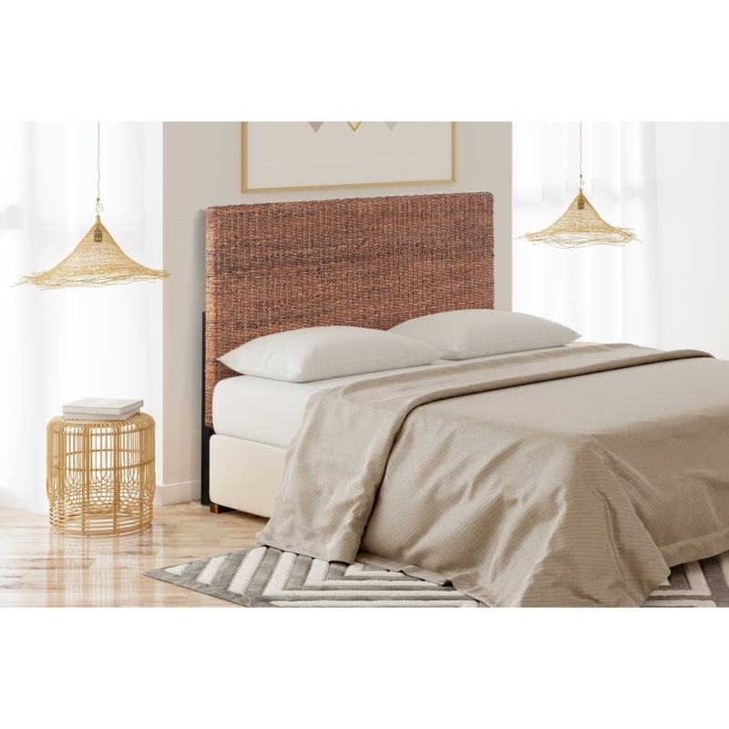 Woven Headboard Copper Brown Weave Rectangular Tight Texture Modern