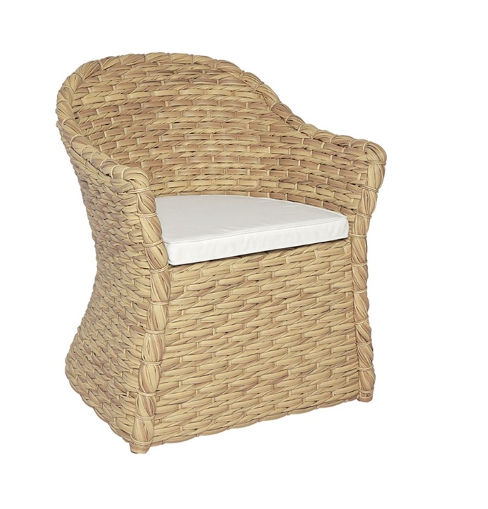 Woven Seagrass Barrel Armchair with Skirted Base