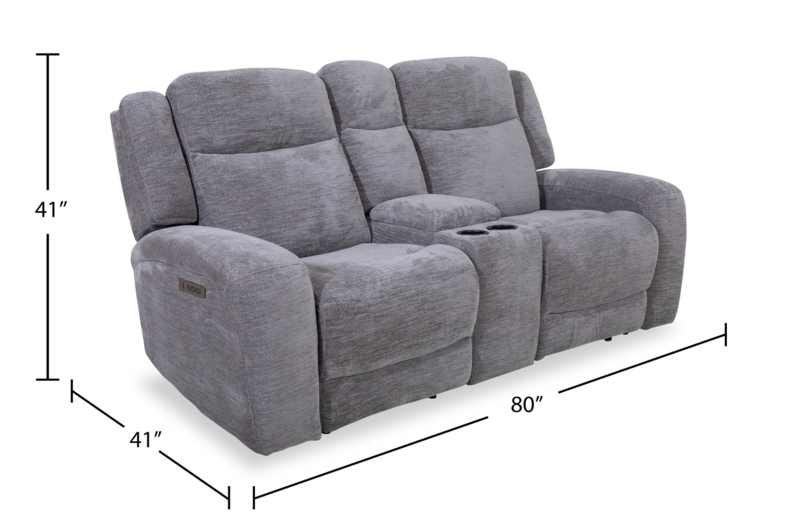 Zero Gravity Power Reclining Loveseat: Dove Grey Woven Fabric