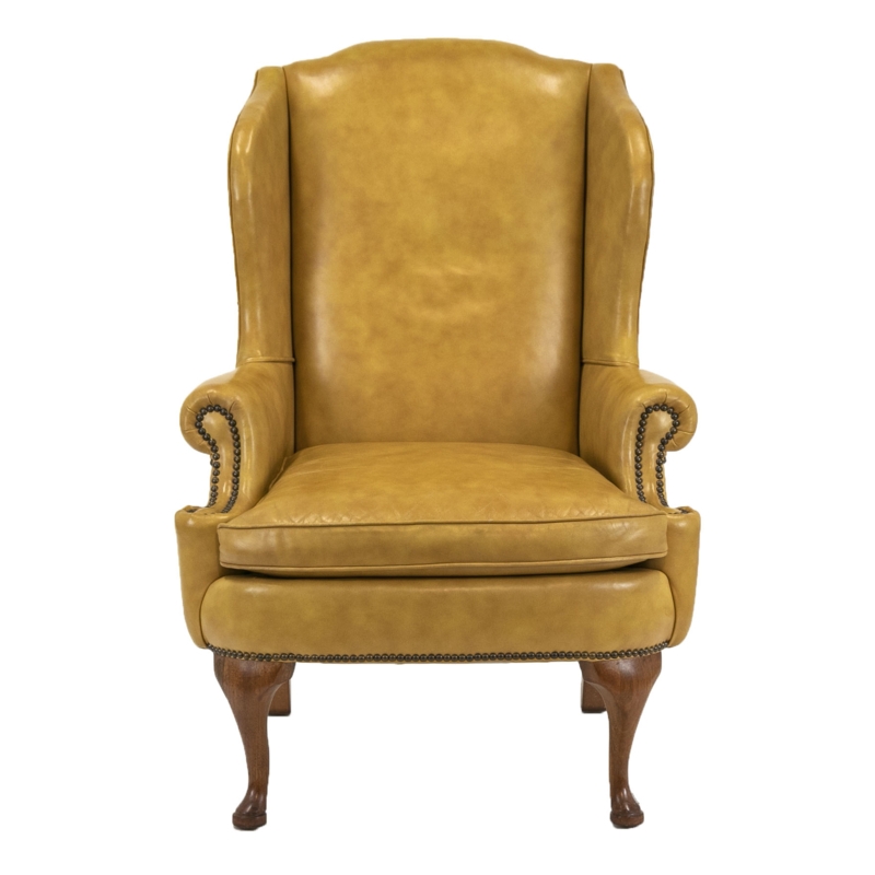 Accent Chair Vintage Leather-Like Wingback with Cabriole Legs