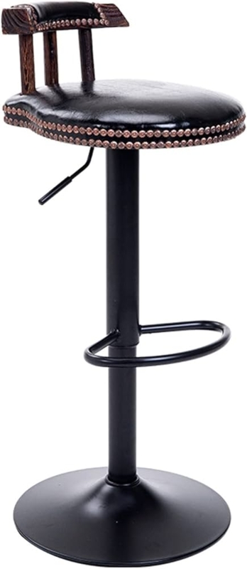 Adjustable Height Swivel Bar Stool with Bronze Nailhead Trim