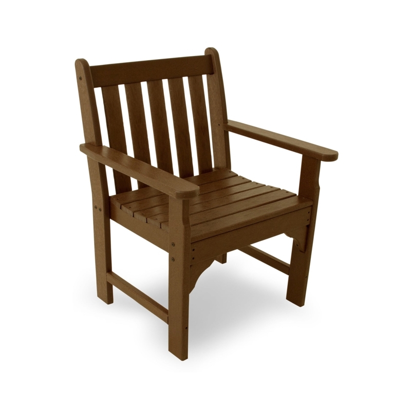 Arm Chair Wood Toned Composite Arched Apron Chestnut Brown