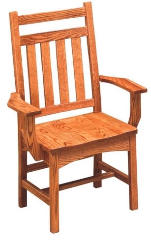 Armchair Craftsman Mission Style Honey Oak Slat Back Wood Seating