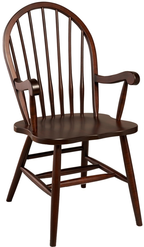 Armchair Hoop Back Spindle Mahogany Brown Windsor Style Traditional