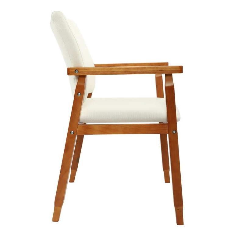 Armchair Mid Century Modern Exposed Hardware Walnut Beige Fabric