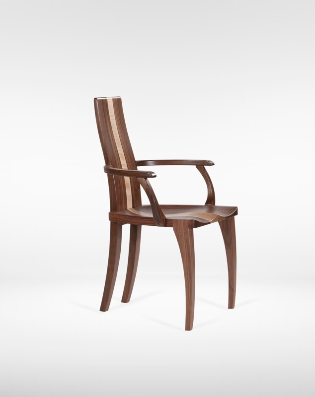 Armchair Two Tone Wood Inlay Sculptural Walnut Organic Modern