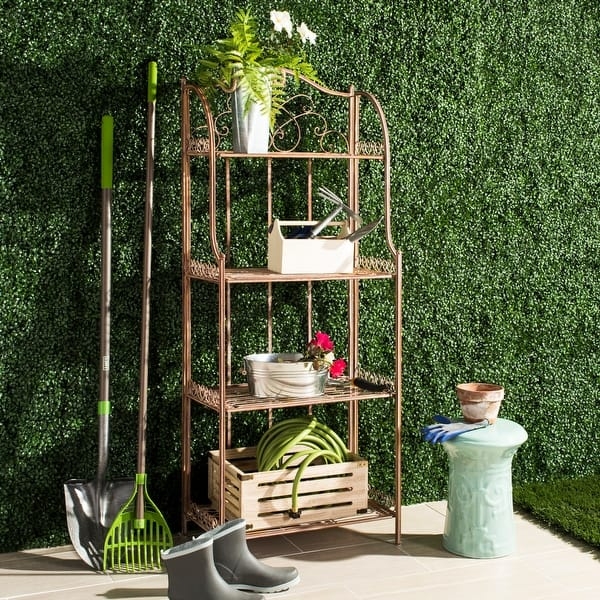 Bakers Rack Rust Orange Victorian Inspired 4-Tier Outdoor Storage