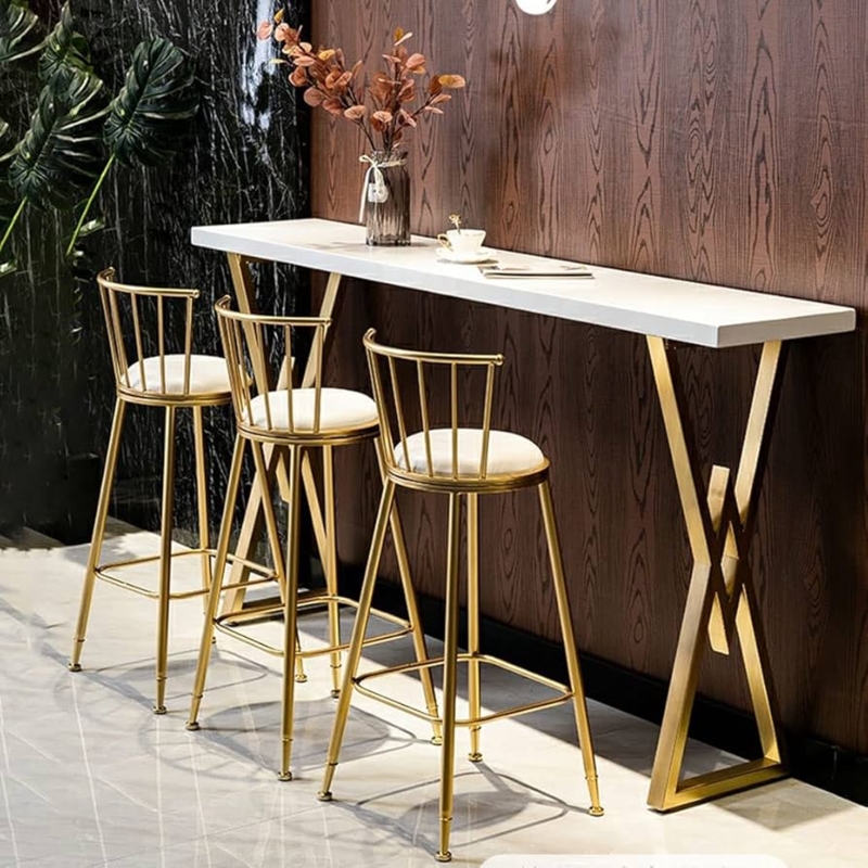 Bar Set Geometric X Frame Gold Spindle Back White Modern Glam