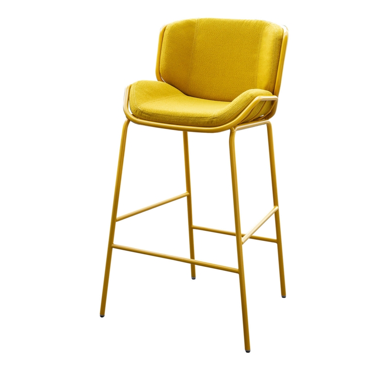 Bar Stool Mustard Monochromatic Matte Finish Bucket Seat