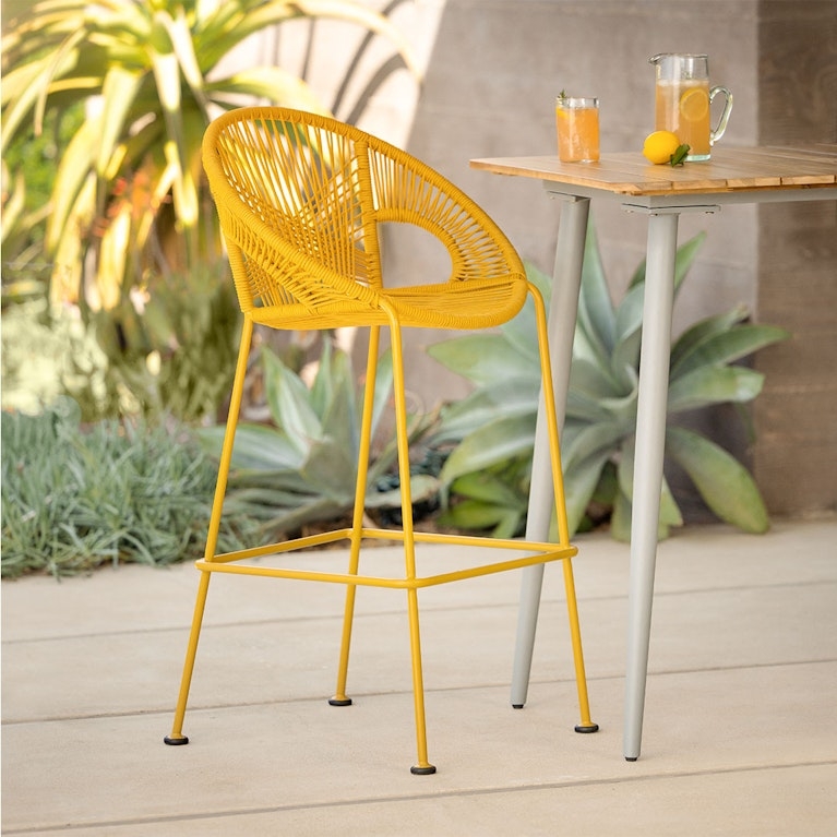 Bar Stool Sunflower Woven Cord Circular Cutout Outdoor Patio