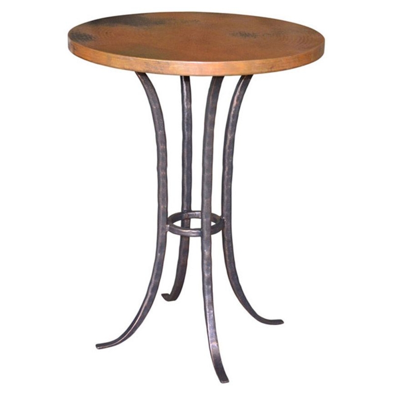 Bar Table Copper Patina Top Hammered Wrought Iron Base Industrial