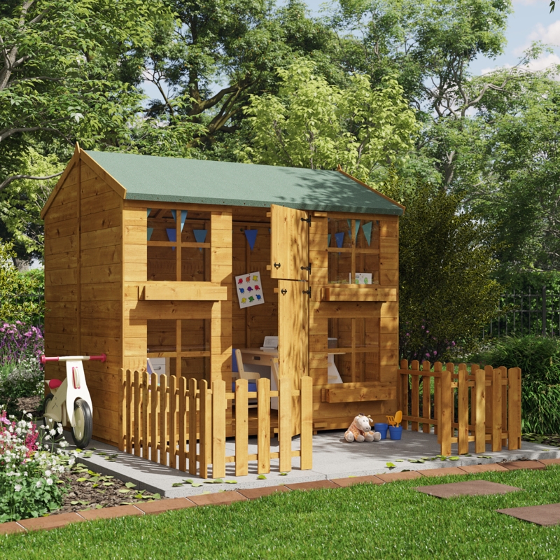 Barnyard Playhouse with Stable Door and Matching Picket Fence