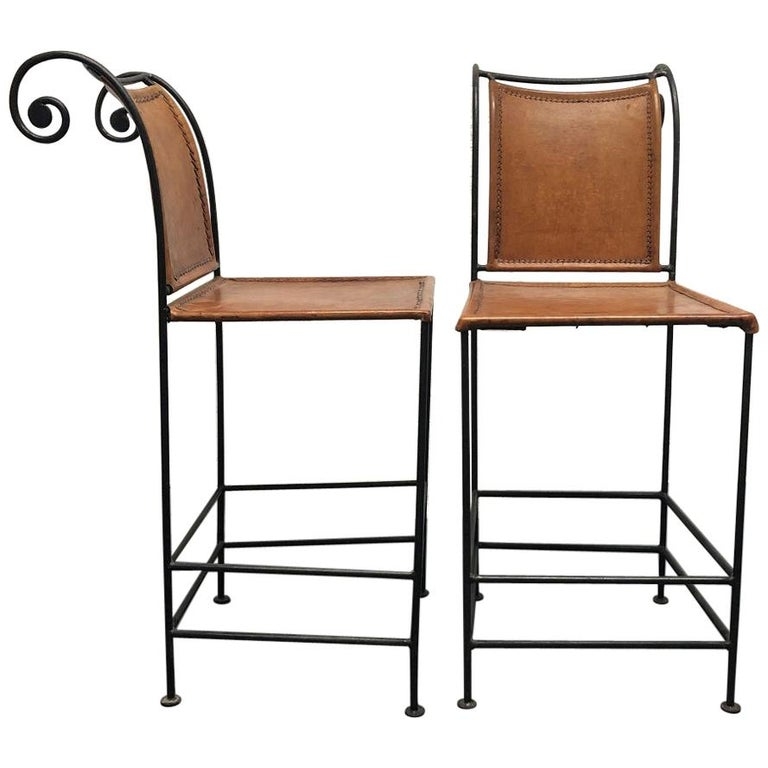 Barstools with Contrast Stitching and Multi-Level Footrests