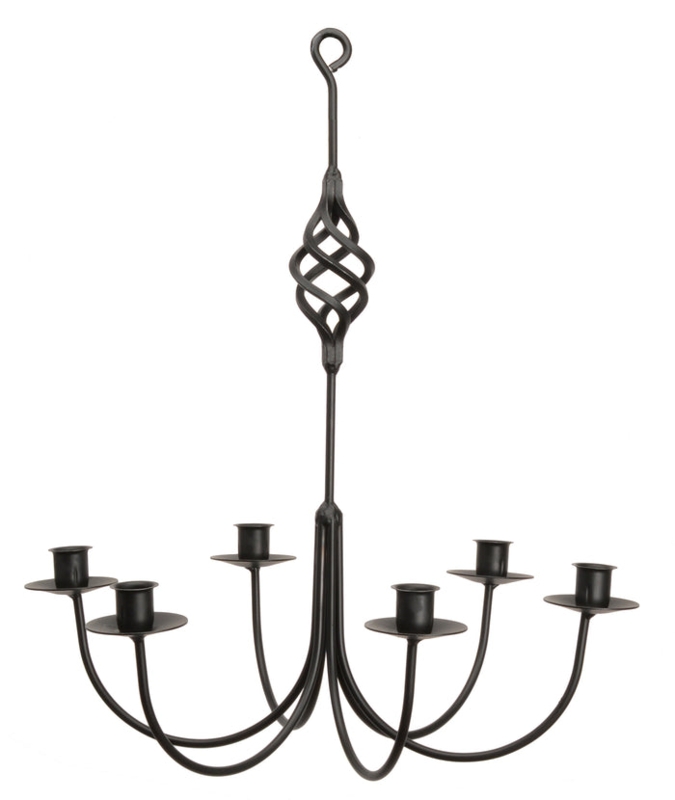 Candle Chandelier Colonial Bird Cage Twist Wrought Iron 6-Arm