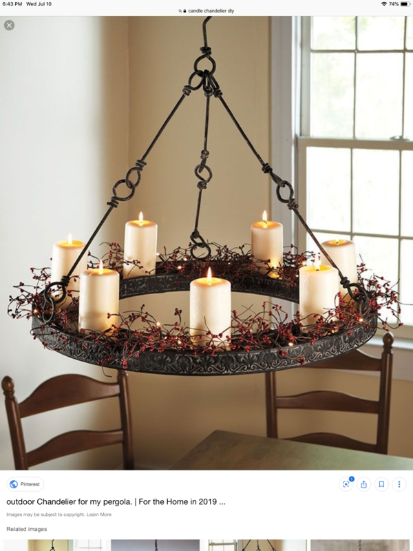 Candle Chandelier Embossed Metal Ring Berry Garland Accent Pillar