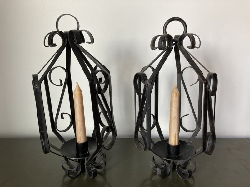 Candle Holder Hanging Lantern Spanish Revival Open Cage Scrollwork