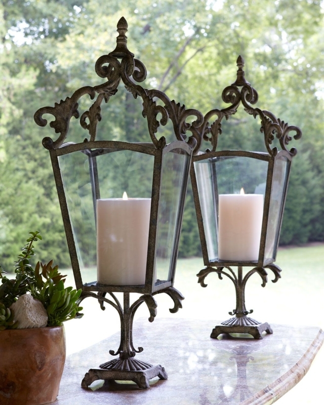 Candle Lantern Antique Bronze Tapered Sides Gothic Revival Style