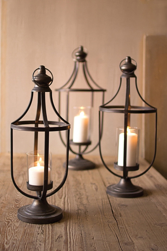 Candle Lantern Oil Rubbed Bronze Open Frame Arched Ribs Hurricane