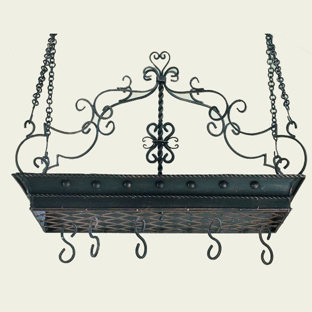 Ceiling Pot Rack with Twisted Rod Detail