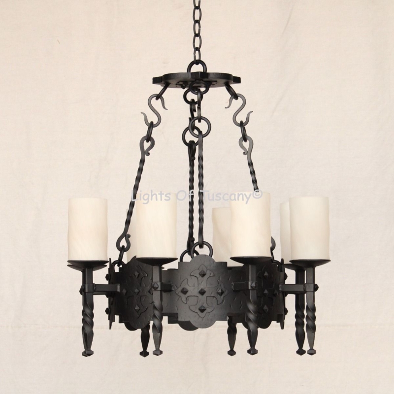 Chandelier Gothic Revival Cross Motifs S Hook Accents Wrought Iron