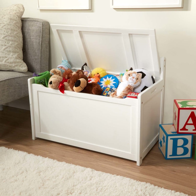 Classic Wooden Toy Box White Paneled Playroom Storage Chest