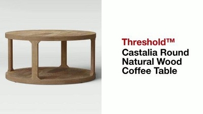 Coffee Table Round Natural Wood Open Frame Lower Shelf Transitional