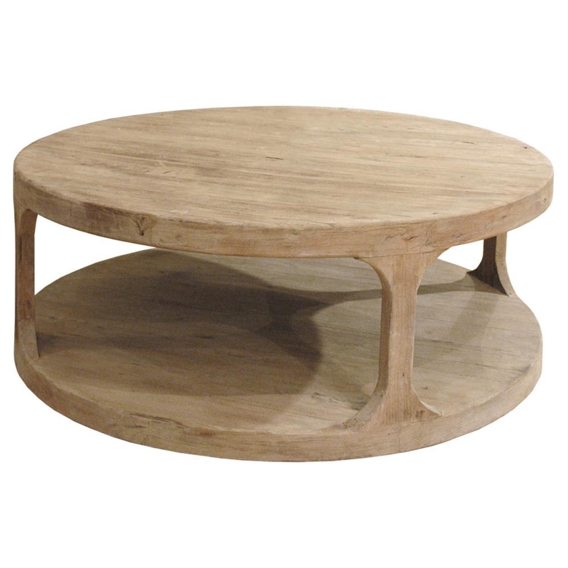 Coffee Table Round Rustic Pine Flared Supports Two Tier Matte Finish