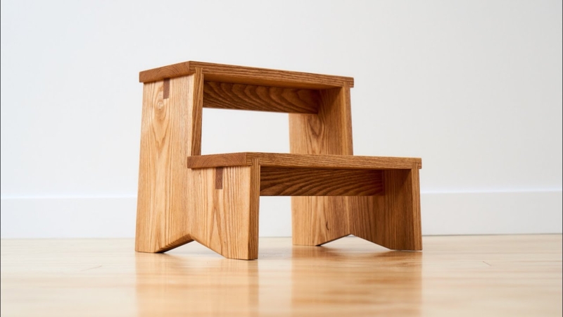 Craftsman Step Stool featuring Visible Joinery and Notch Cut Base