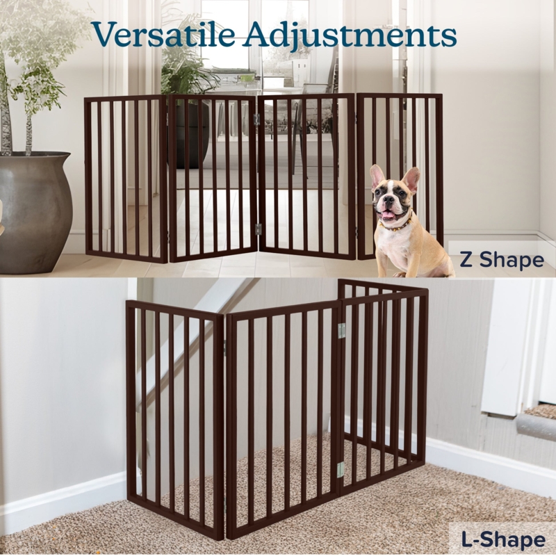 Dark Chocolate Folding Pet Gate 4-Panel