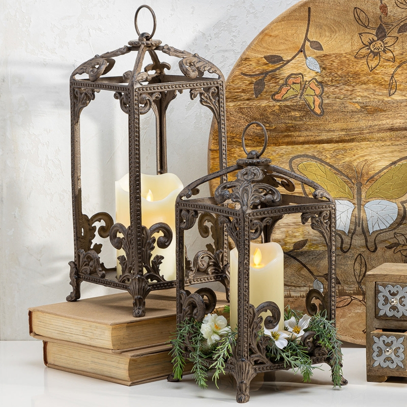 Decorative Lantern Acanthus Leaf Scrollwork Antique Bronze