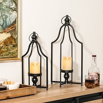 Decorative Lantern Matte Black Open Frame Curved Top Minimalist