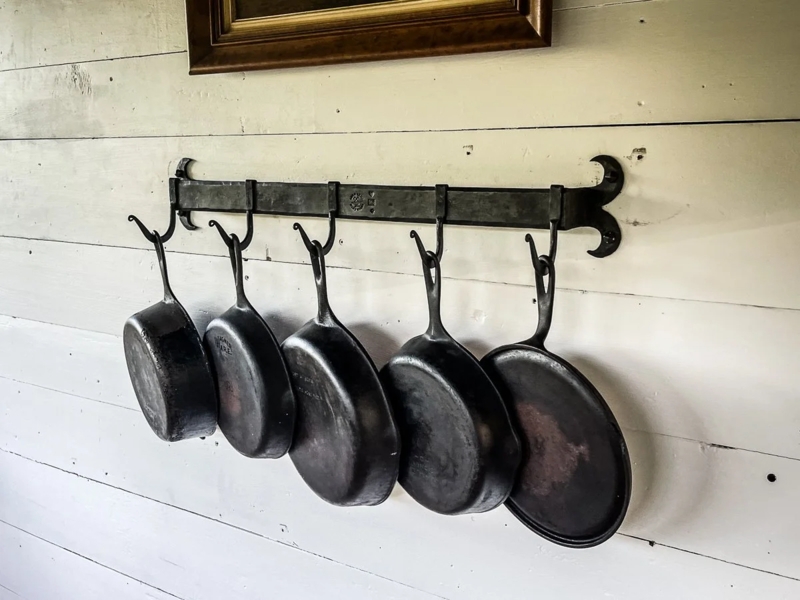 Decorative Scroll End Hand Forged Pot Rack