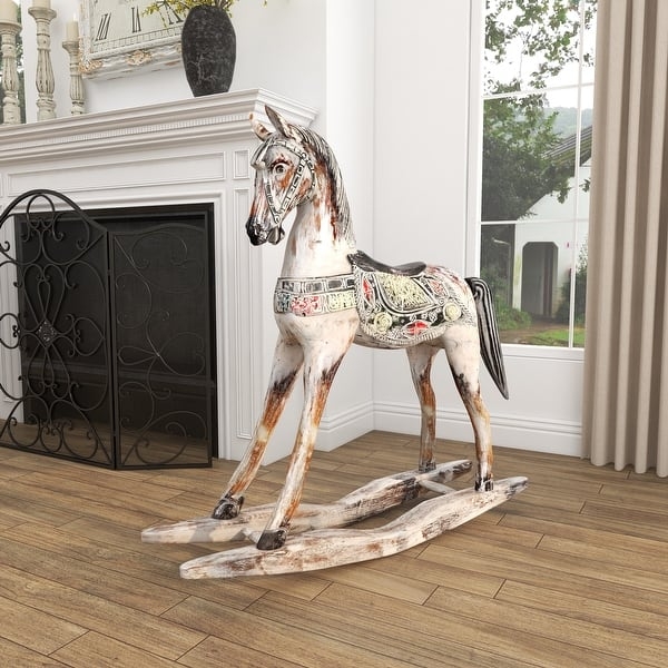 Decorative Sculpture Vintage Rustic with Carved Ornamental Saddle