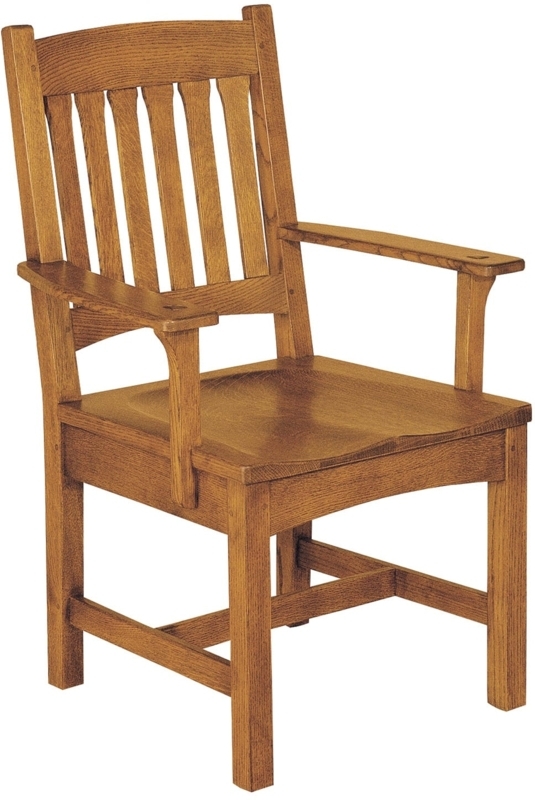 Dining Armchair Exposed Pegs Mission Style Honey Brown Wood Cottage