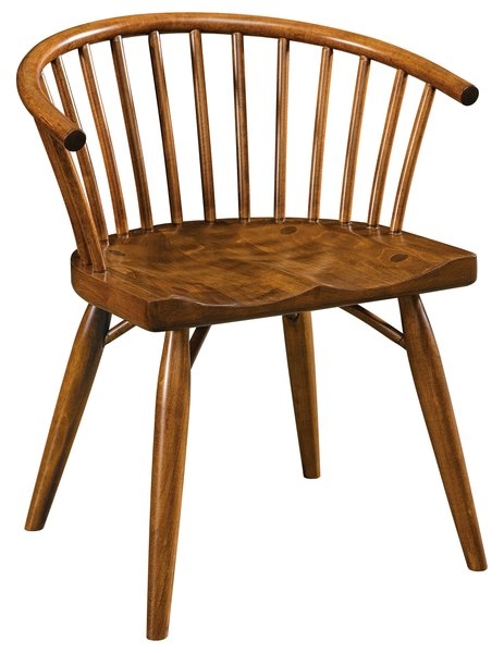 Dining Chair Barrel Back Spindle Warm Brown Mid Century Windsor