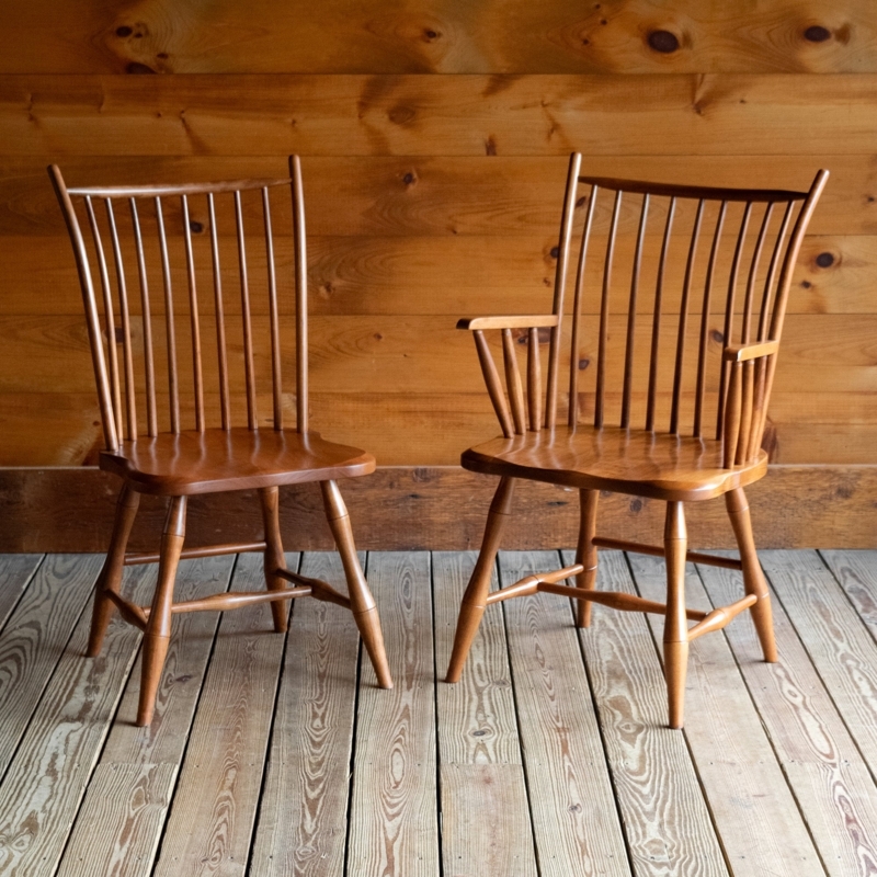 Dining Chair Solid Cherry Spindle Back Windsor Style Rustic Modern