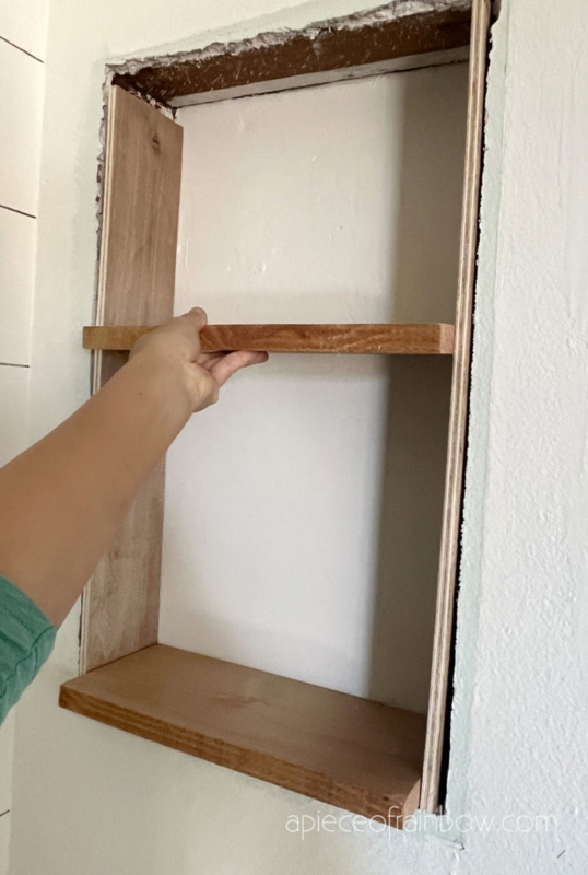 DIY Niche Shelf: Old Bathroom Medicine Cabinet Makeover - A Piece Of Rainbow