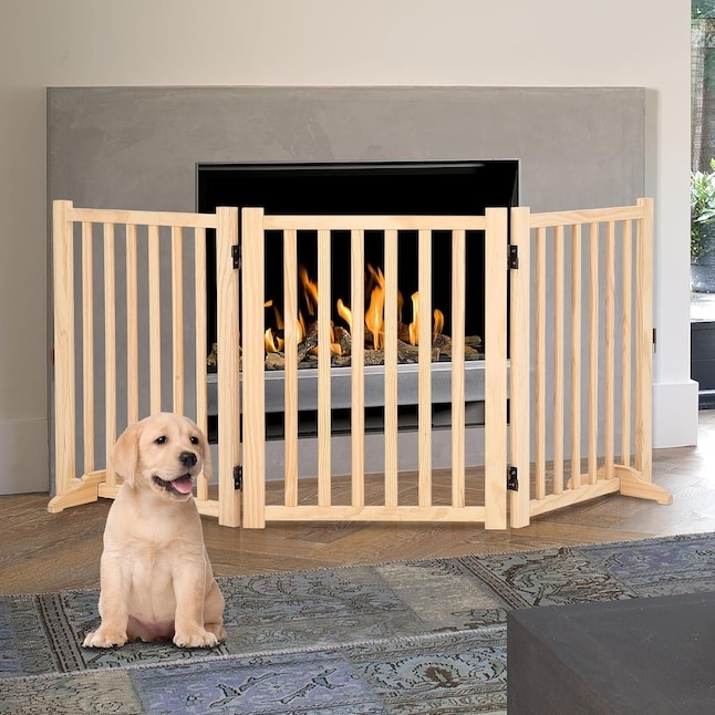 Dog Gate: Light Blonde Wood Paint Free Finish Collapsible
