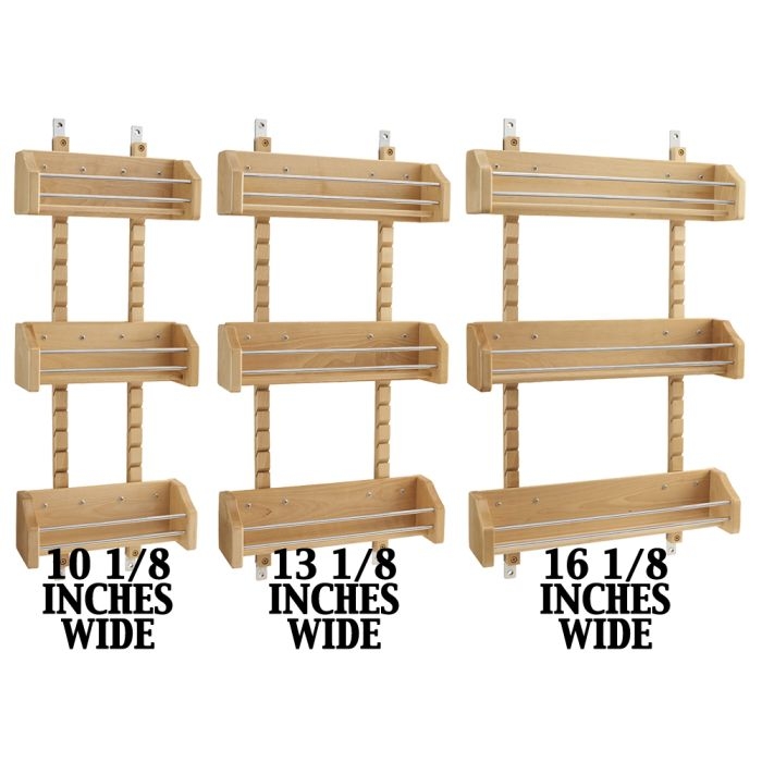 Door Mount Spice Storage with Adjustable Height Wood Bins