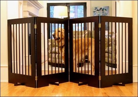 Espresso Tall Folding Pet Gate 4-Panel Design
