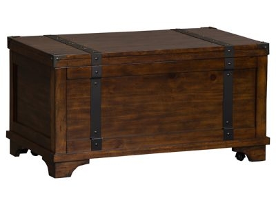 Espresso Wood Storage Trunk with Hidden Casters