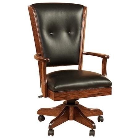 Executive Swivel Desk Chair Button Tufting Matte Black Craftsman