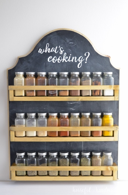 Farmhouse Spice Rack with Arched Top and Chalkboard Backing